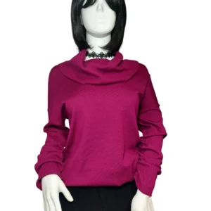 Cynthia Rowley Extra Fine Merino Wool Sweater Knit Magenta Pink Womens Size XL