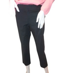 Ann Taylor Curvy Cropped Pants Flat Front Trousers Pockets Black Women Sz 4