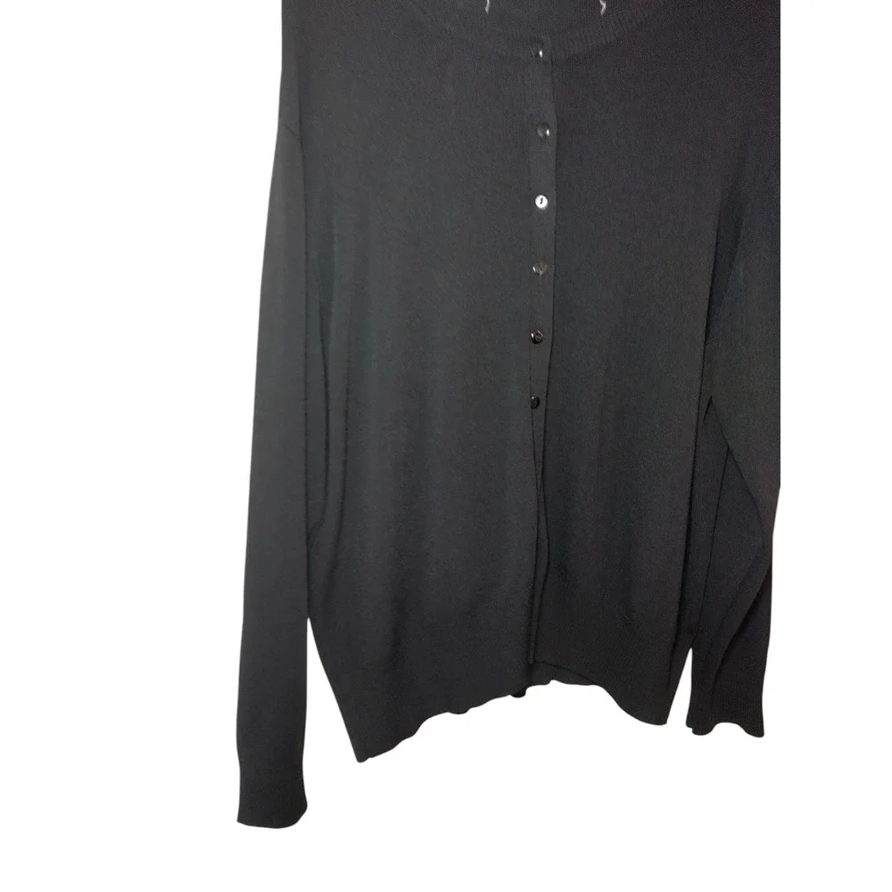 Mc Cann Cardigan Sweater Long Sleeves Button Front Knit Black Womens Size XL - Image 8