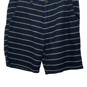 Aeropostale Mens Casual Flat Front Classic White Striped Shorts Black