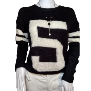 Forever 21 Sweater #5 Oversized Long Sleeves Pullover Knit Black White Womens S
