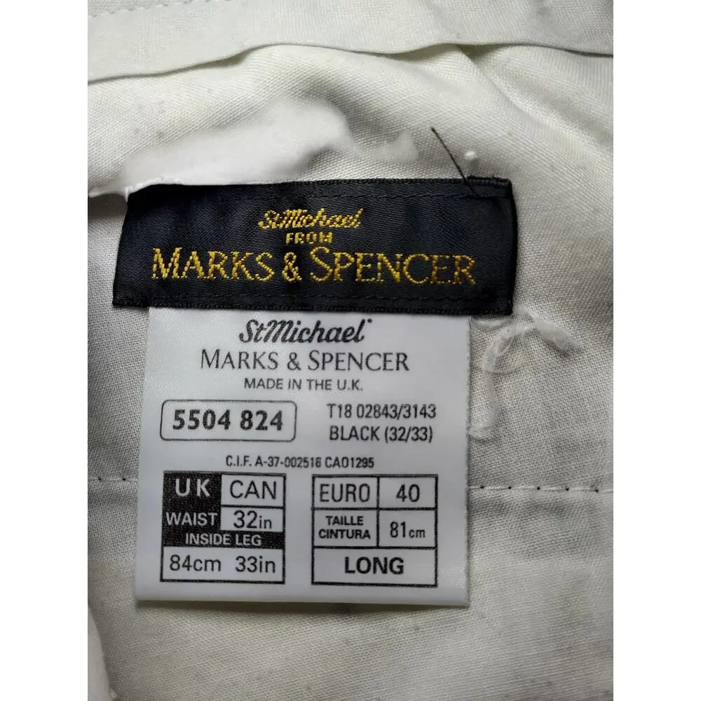 St. Michael From Marks & Spencer Dress Pants Flat Front Black Mens Size 32X33 - Image 10