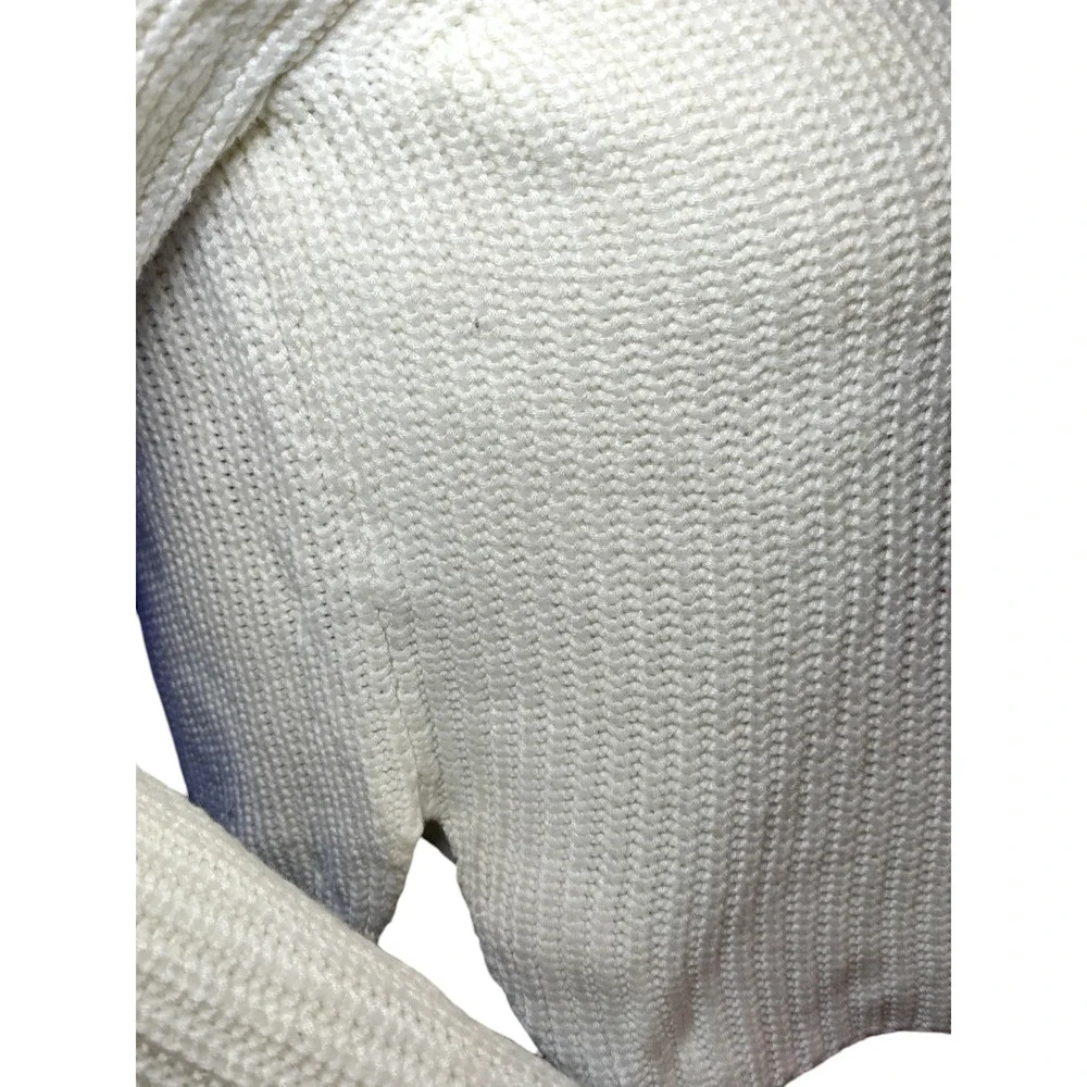 American Apparel Sweater Long Sleeves Mock Neck Rib Knit White Womens Small - Image 6