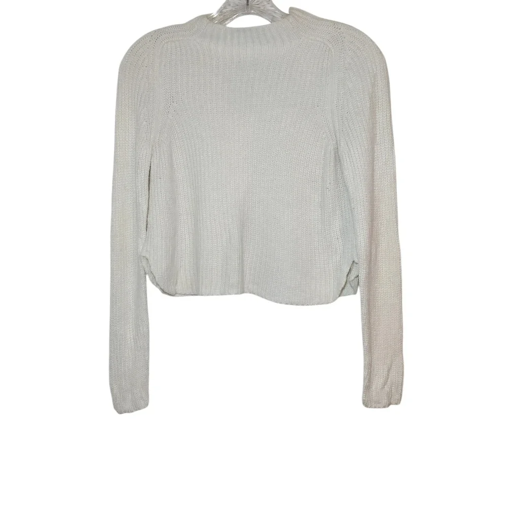 American Apparel Sweater Long Sleeves Mock Neck Rib Knit White Womens Small - Image 7