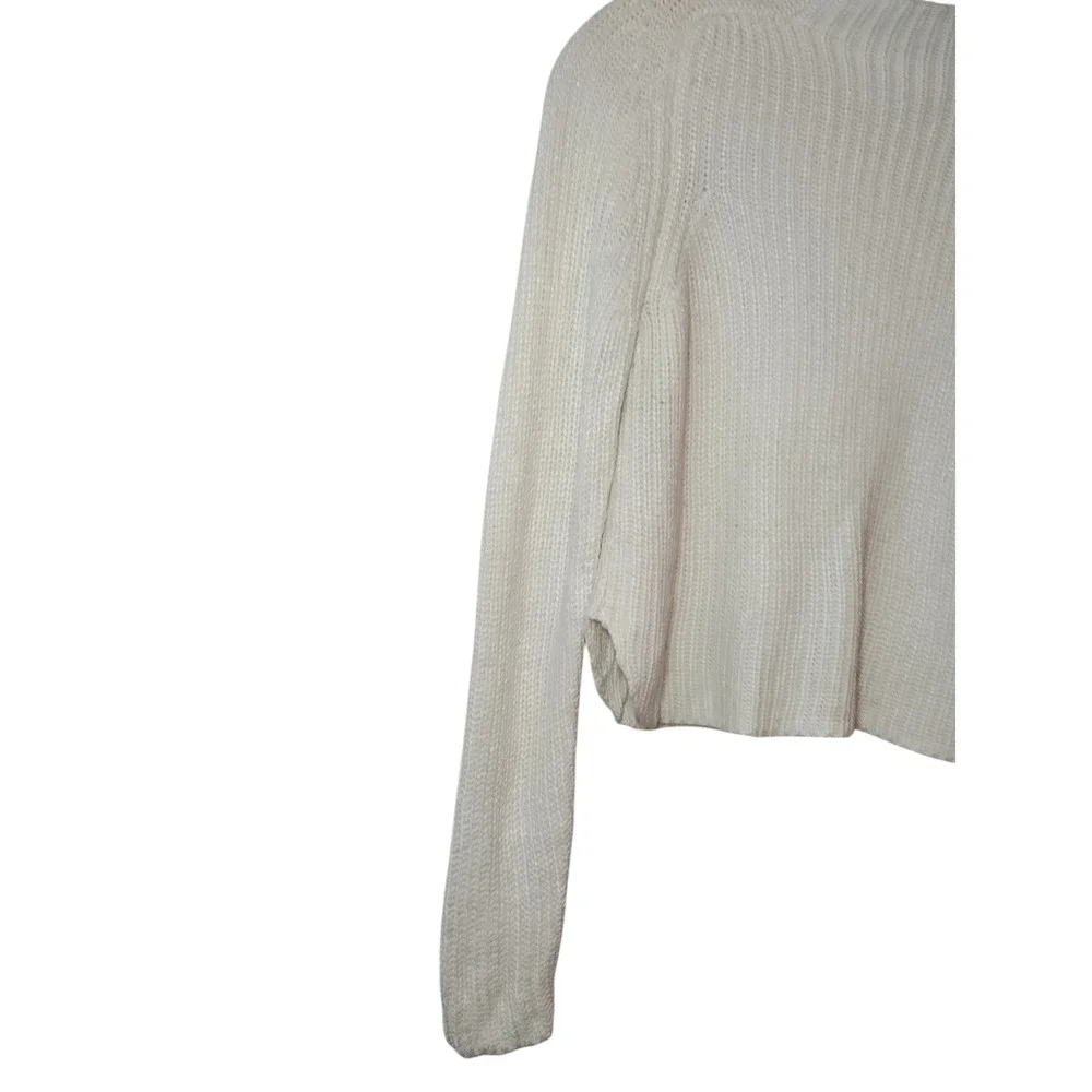 American Apparel Sweater Long Sleeves Mock Neck Rib Knit White Womens Small - Image 9