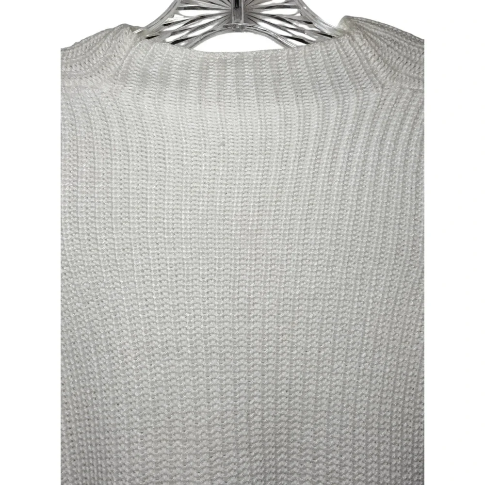 American Apparel Sweater Long Sleeves Mock Neck Rib Knit White Womens Small - Image 8
