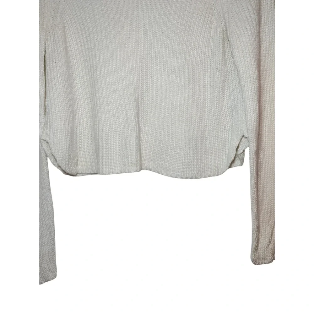 American Apparel Sweater Long Sleeves Mock Neck Rib Knit White Womens Small - Image 11