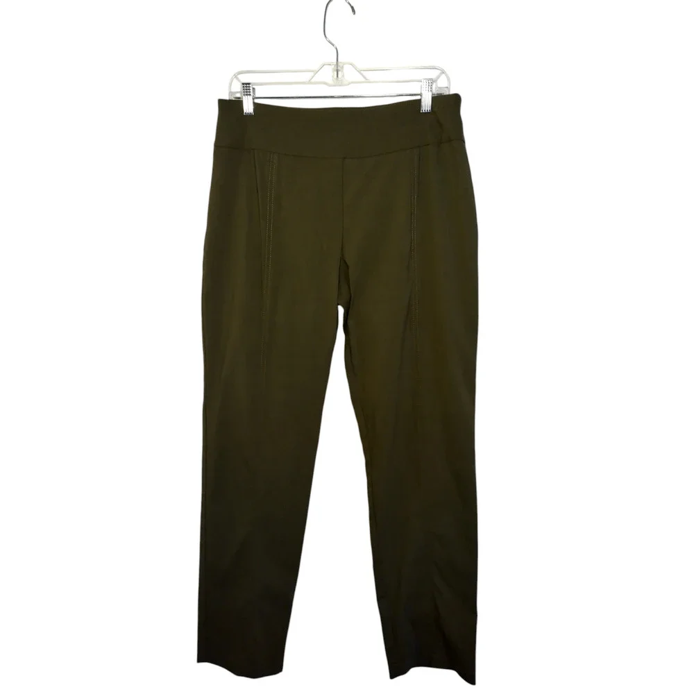 Zac & Rachel Ankle Pants Straight Leg Flat Front Trousers Green Womens Size 12 - Image 6