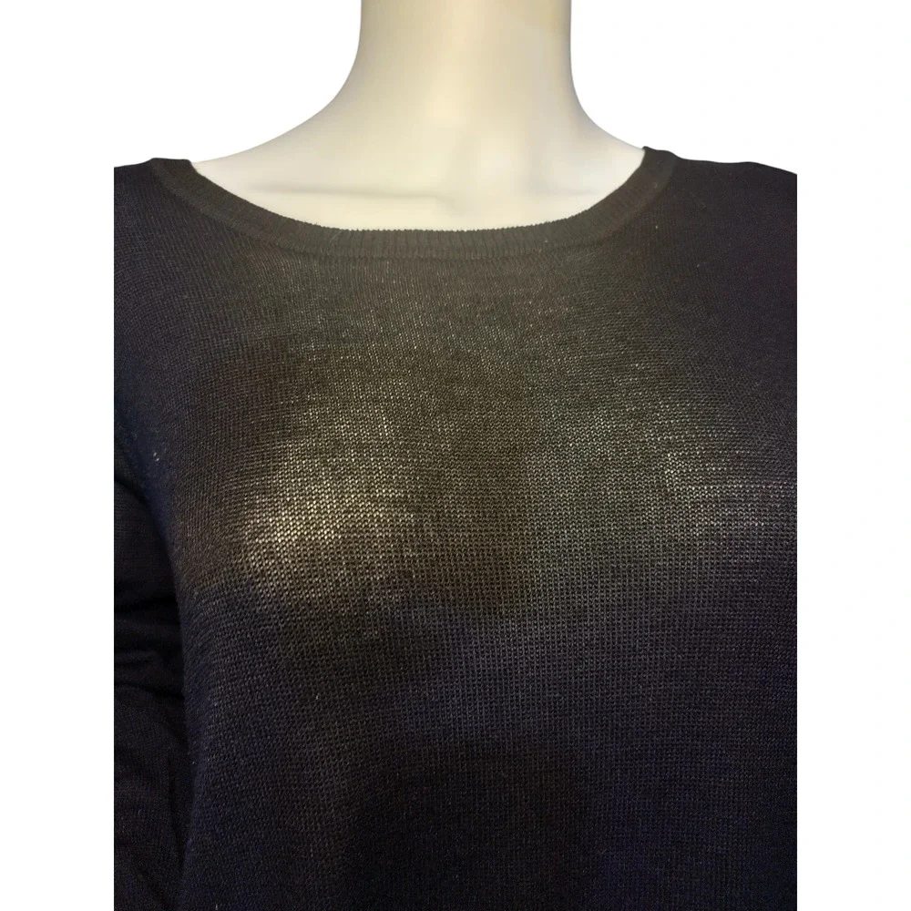 Fever 2-fer Sweater Knit Long Sleeves Tunic Ruffle Hem Black White Womens XL - Image 12