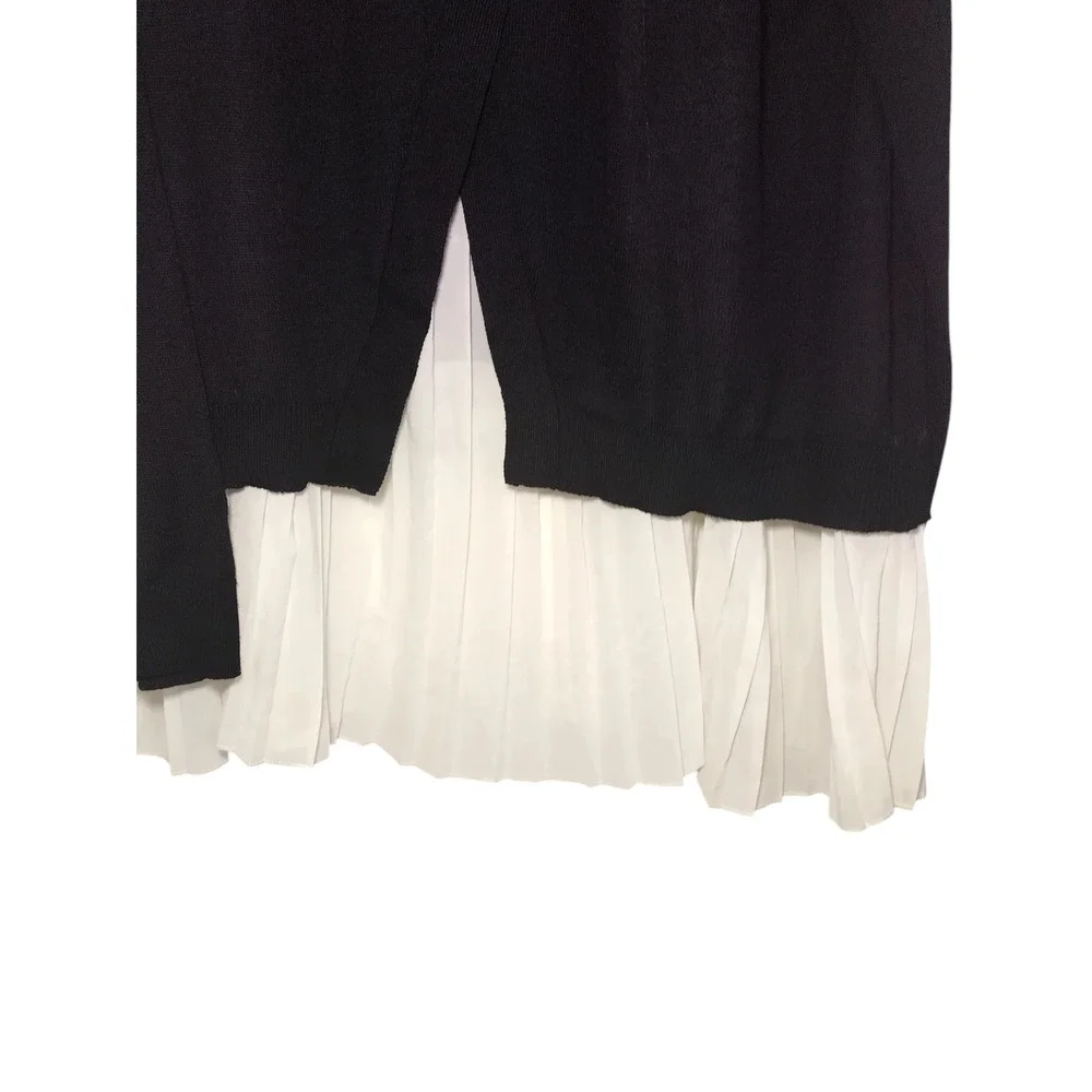 Fever 2-fer Sweater Knit Long Sleeves Tunic Ruffle Hem Black White Womens XL - Image 8