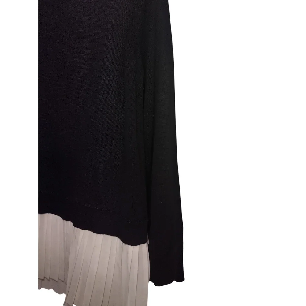 Fever 2-fer Sweater Knit Long Sleeves Tunic Ruffle Hem Black White Womens XL - Image 4