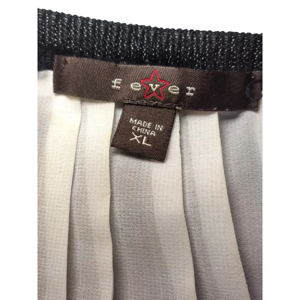 Fever 2-fer Sweater Knit Long Sleeves Tunic Ruffle Hem Black White Womens XL - Image 14
