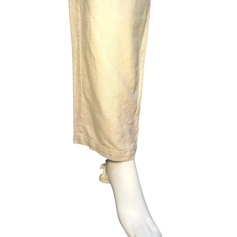 Erika Collection Ankle Pants Drawstring Straight Leg Linen Blend Tan Womens S - Image 10