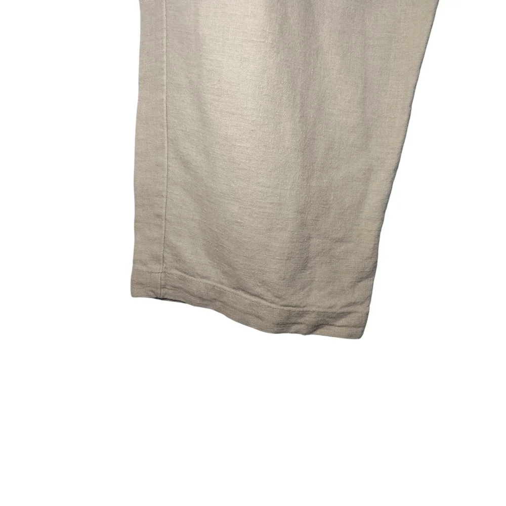 Erika Collection Ankle Pants Drawstring Straight Leg Linen Blend Tan Womens S - Image 5