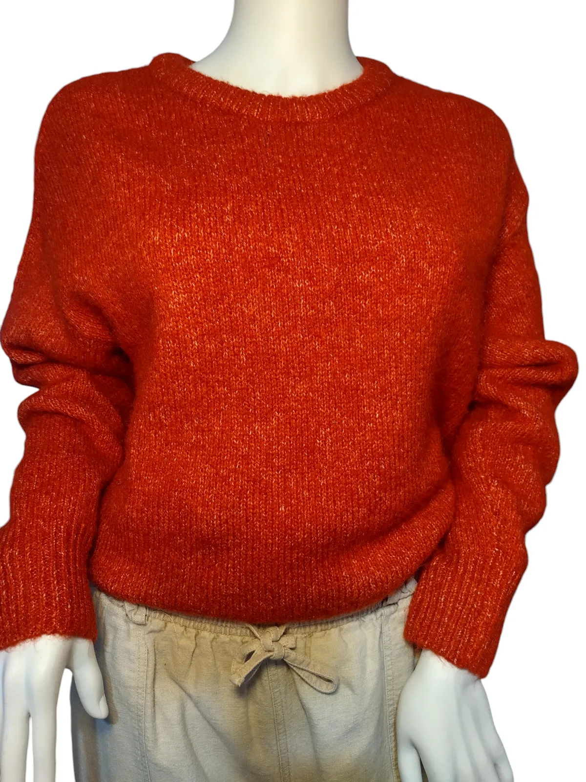 Old Navy Sweater Long Sleeves Pullover Crew Neck Knit Orange Womens Size MP