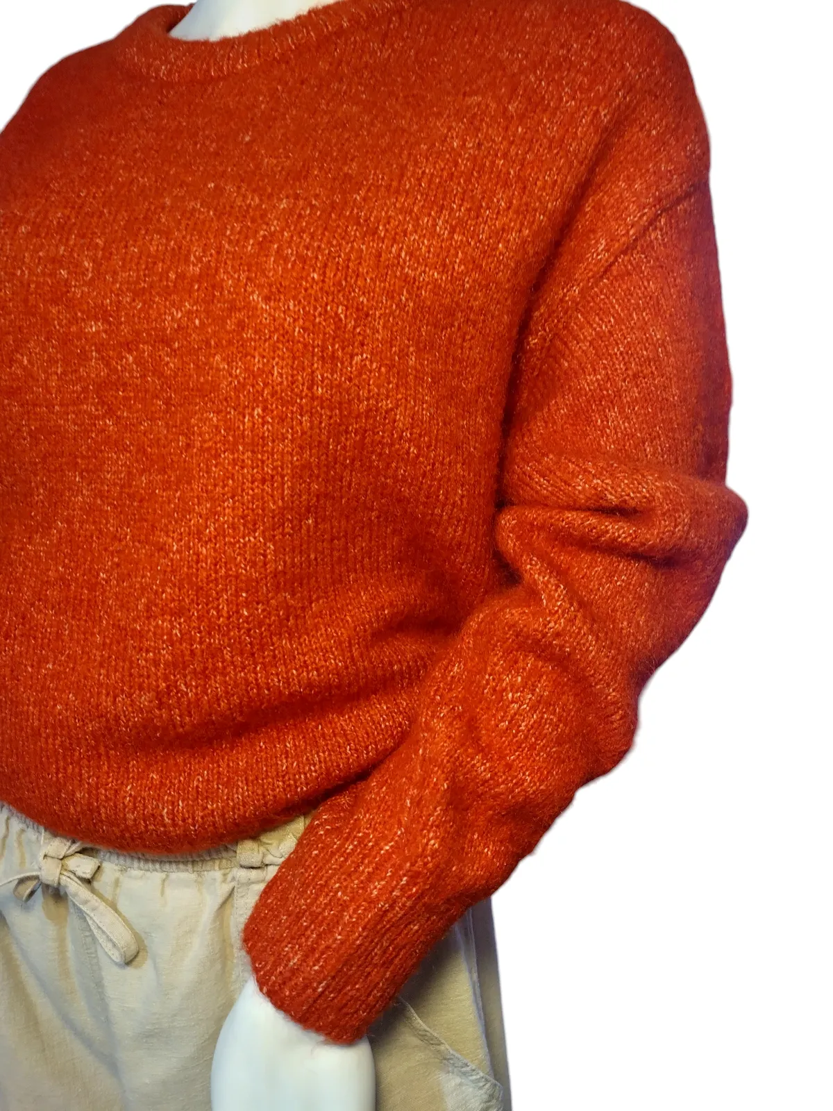 Old Navy Sweater Long Sleeves Pullover Crew Neck Knit Orange Womens Size MP - Image 3