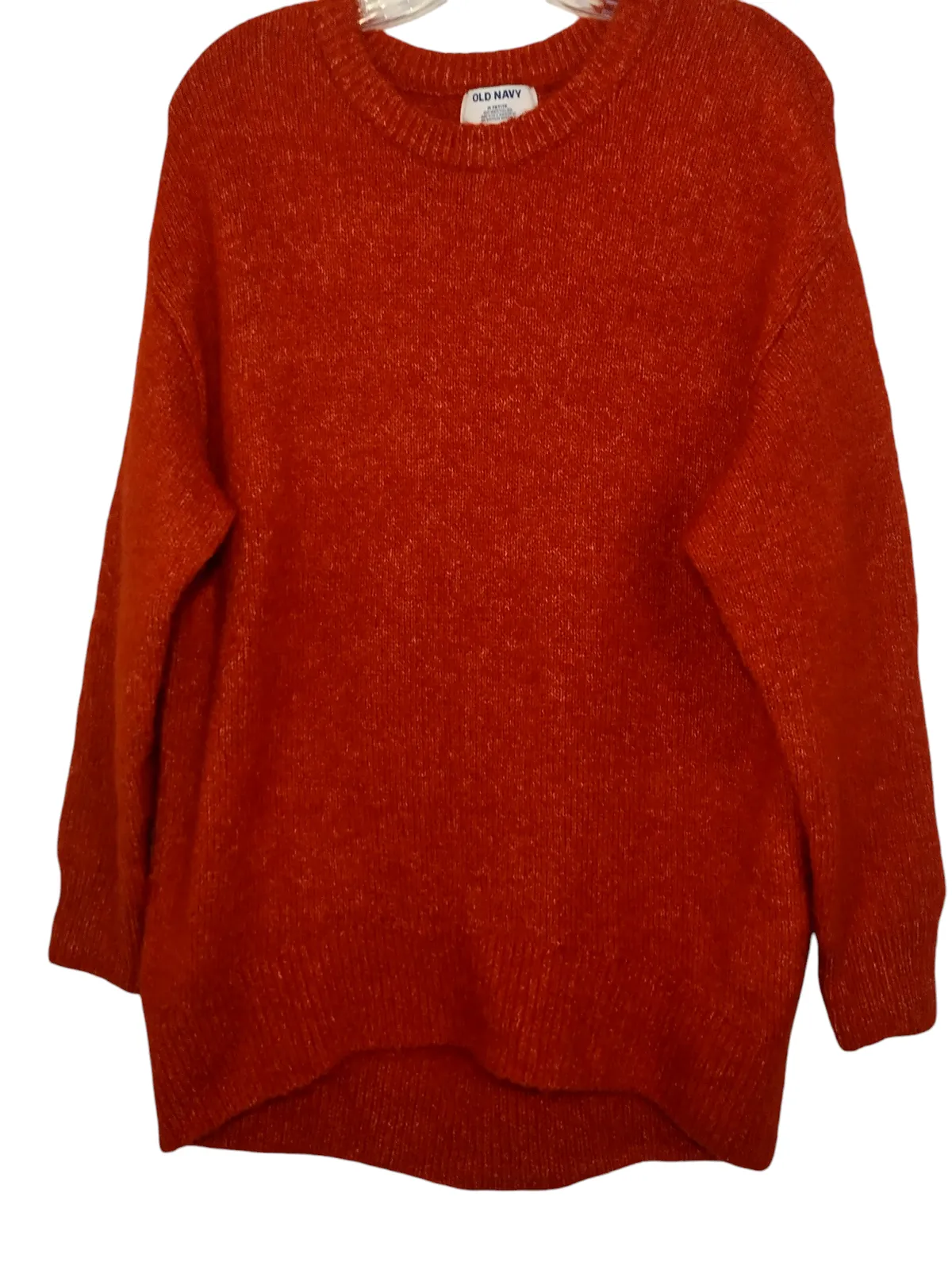 Old Navy Sweater Long Sleeves Pullover Crew Neck Knit Orange Womens Size MP - Image 4