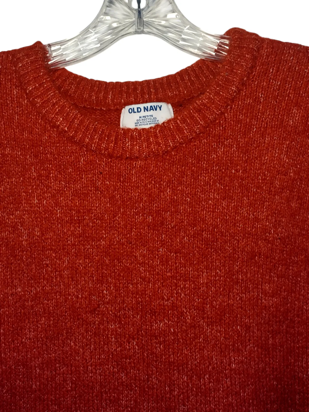 Old Navy Sweater Long Sleeves Pullover Crew Neck Knit Orange Womens Size MP - Image 5