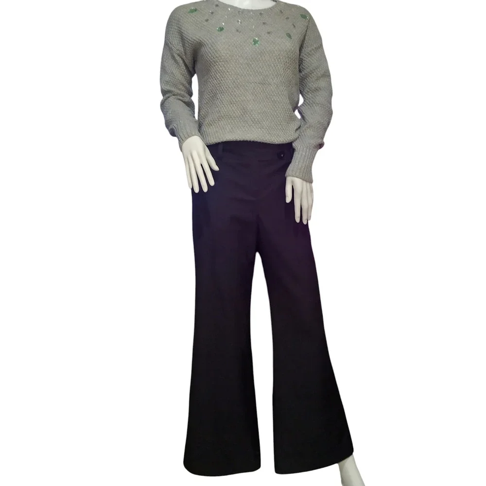 Ann Taylor Dress Pants Traditional Fit Bootcut Pinstriped Smoke Gray Womens 10P - Image 2