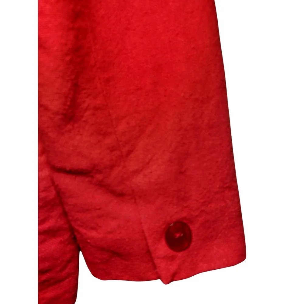 Bloomingdales Linen Blazer Jacket Notch Lapel Shoulder Pads Red Womens Size PM - Image 6