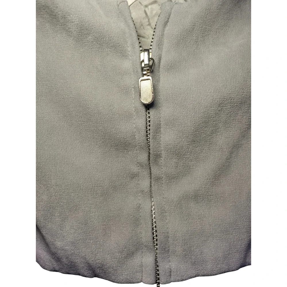Jessica Howard Suede Suit Blazer Front Zip Colorblock Gray Black Womens Size 16 - Image 6