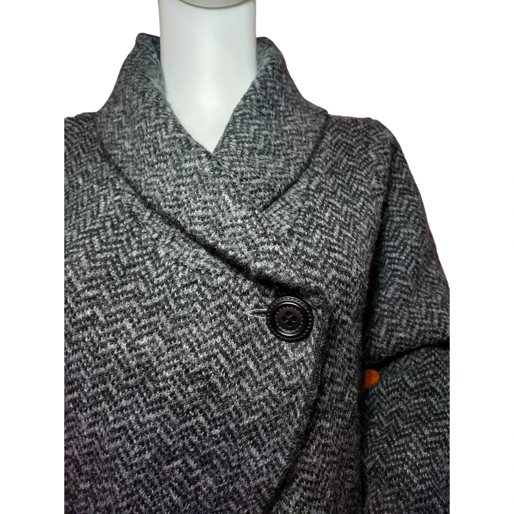 Jones & Co. Jones New York Coat Wool Blend Chevron Shawl Collar Black Womens XL - Image 14