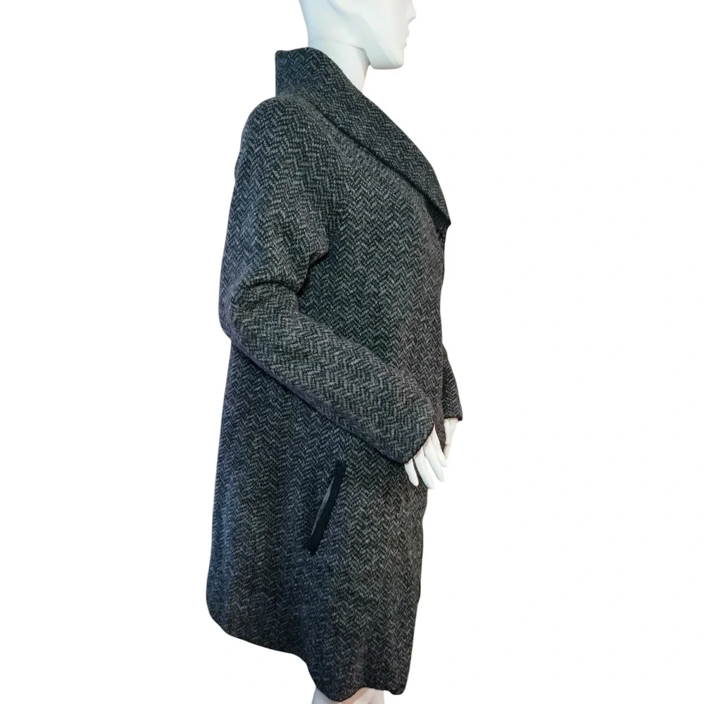 Jones & Co. Jones New York Coat Wool Blend Chevron Shawl Collar Black Womens XL - Image 13