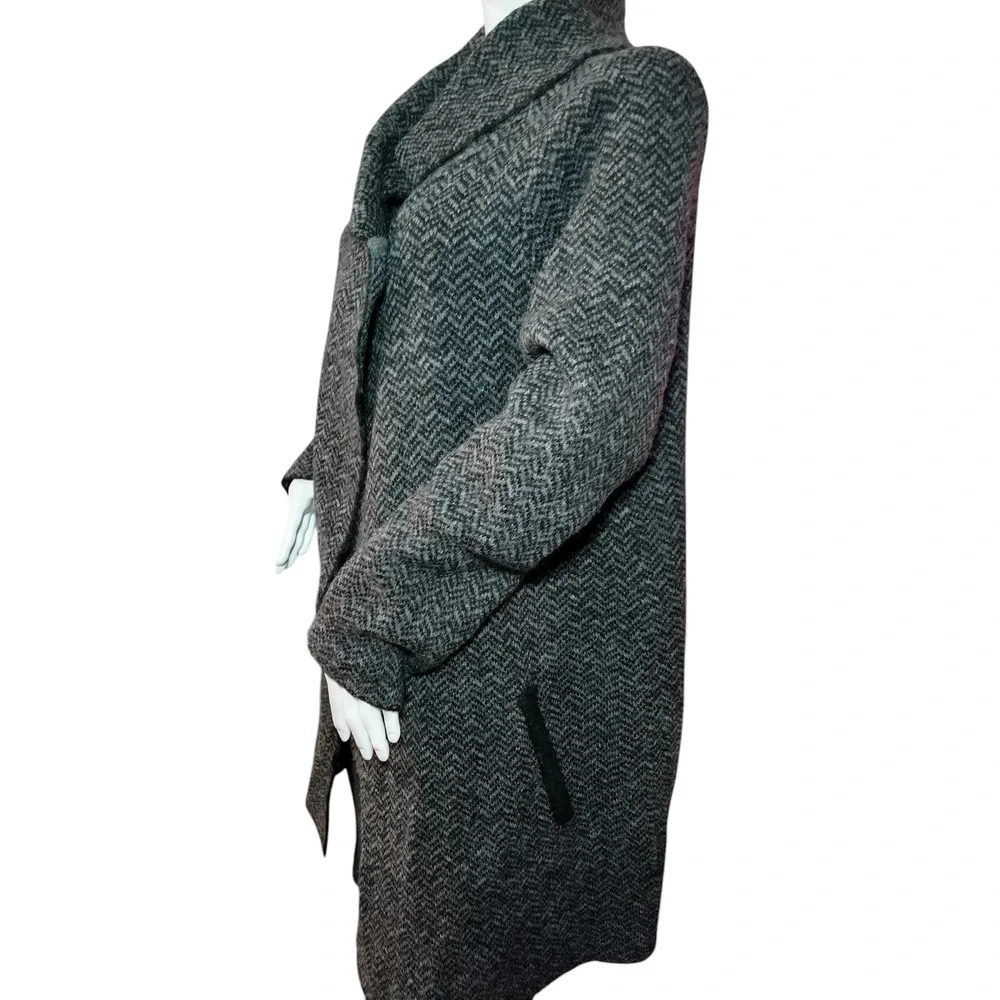 Jones & Co. Jones New York Coat Wool Blend Chevron Shawl Collar Black Womens XL - Image 11