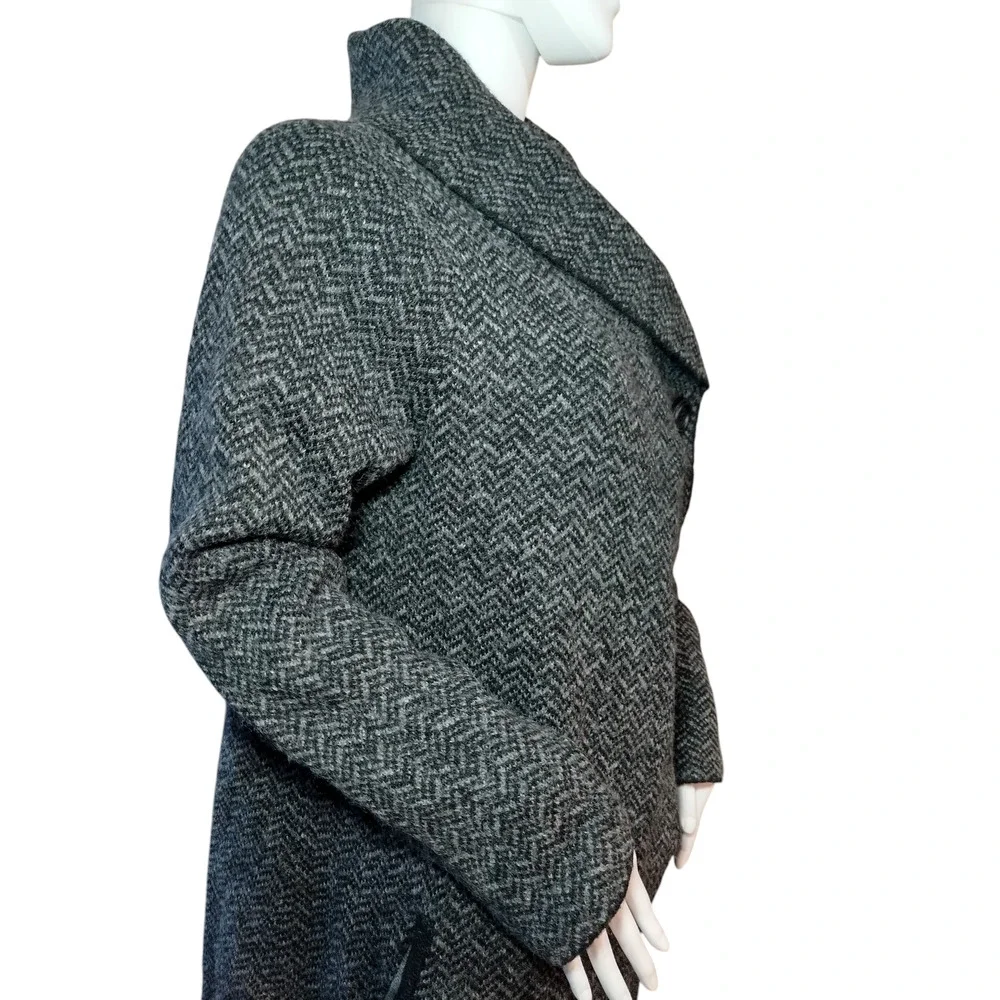 Jones & Co. Jones New York Coat Wool Blend Chevron Shawl Collar Black Womens XL - Image 12