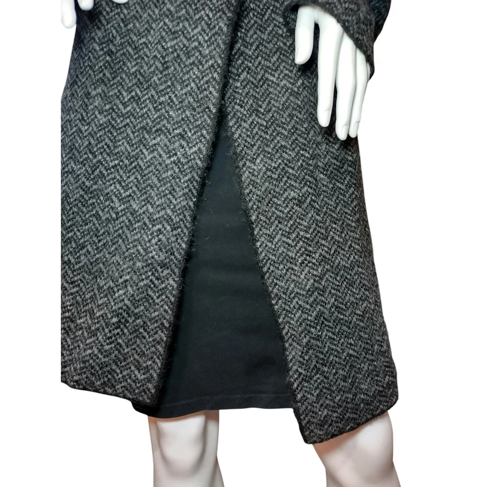 Jones & Co. Jones New York Coat Wool Blend Chevron Shawl Collar Black Womens XL - Image 10