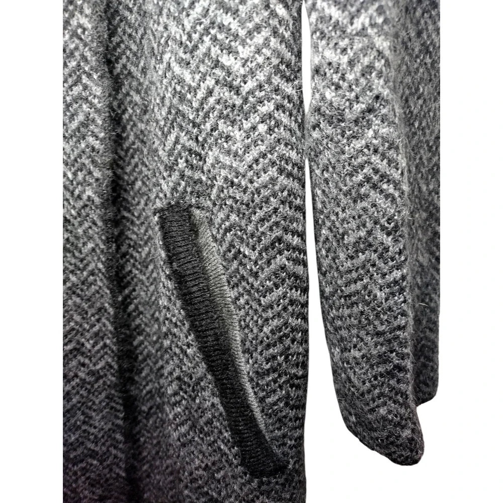 Jones & Co. Jones New York Coat Wool Blend Chevron Shawl Collar Black Womens XL - Image 6