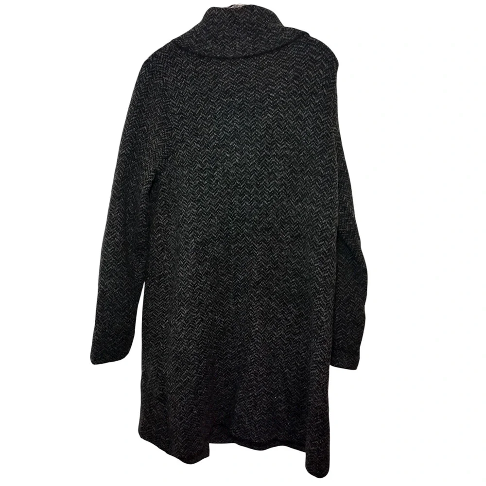 Jones & Co. Jones New York Coat Wool Blend Chevron Shawl Collar Black Womens XL - Image 4