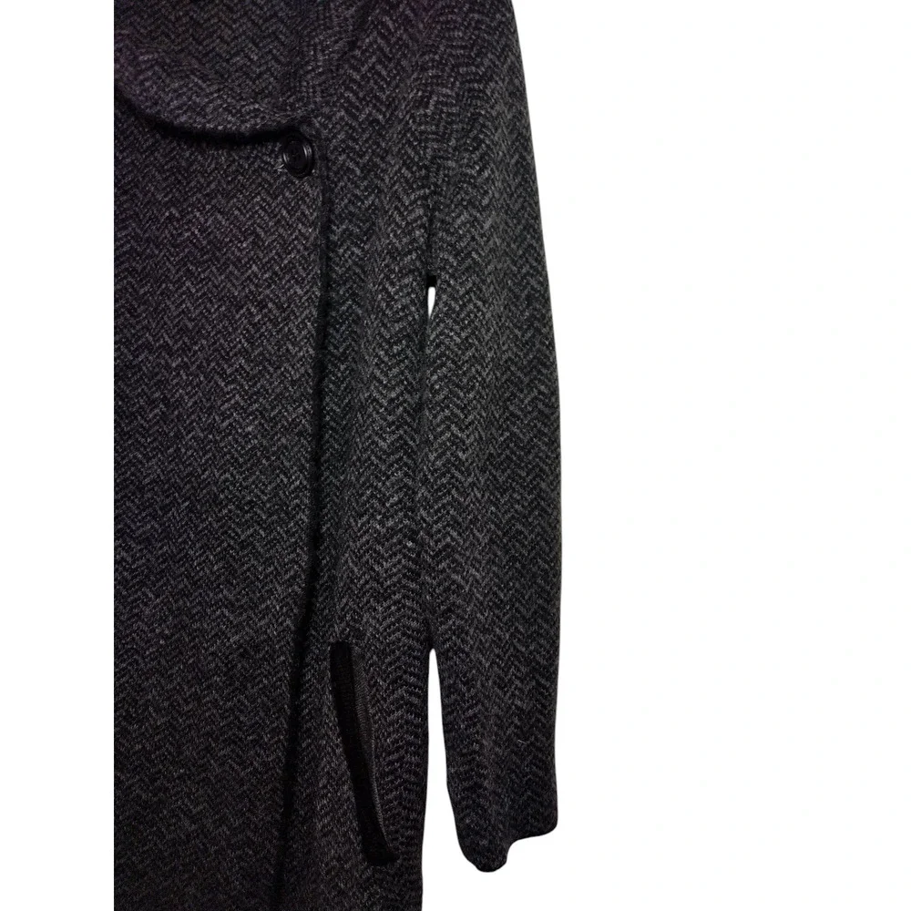 Jones & Co. Jones New York Coat Wool Blend Chevron Shawl Collar Black Womens XL - Image 5
