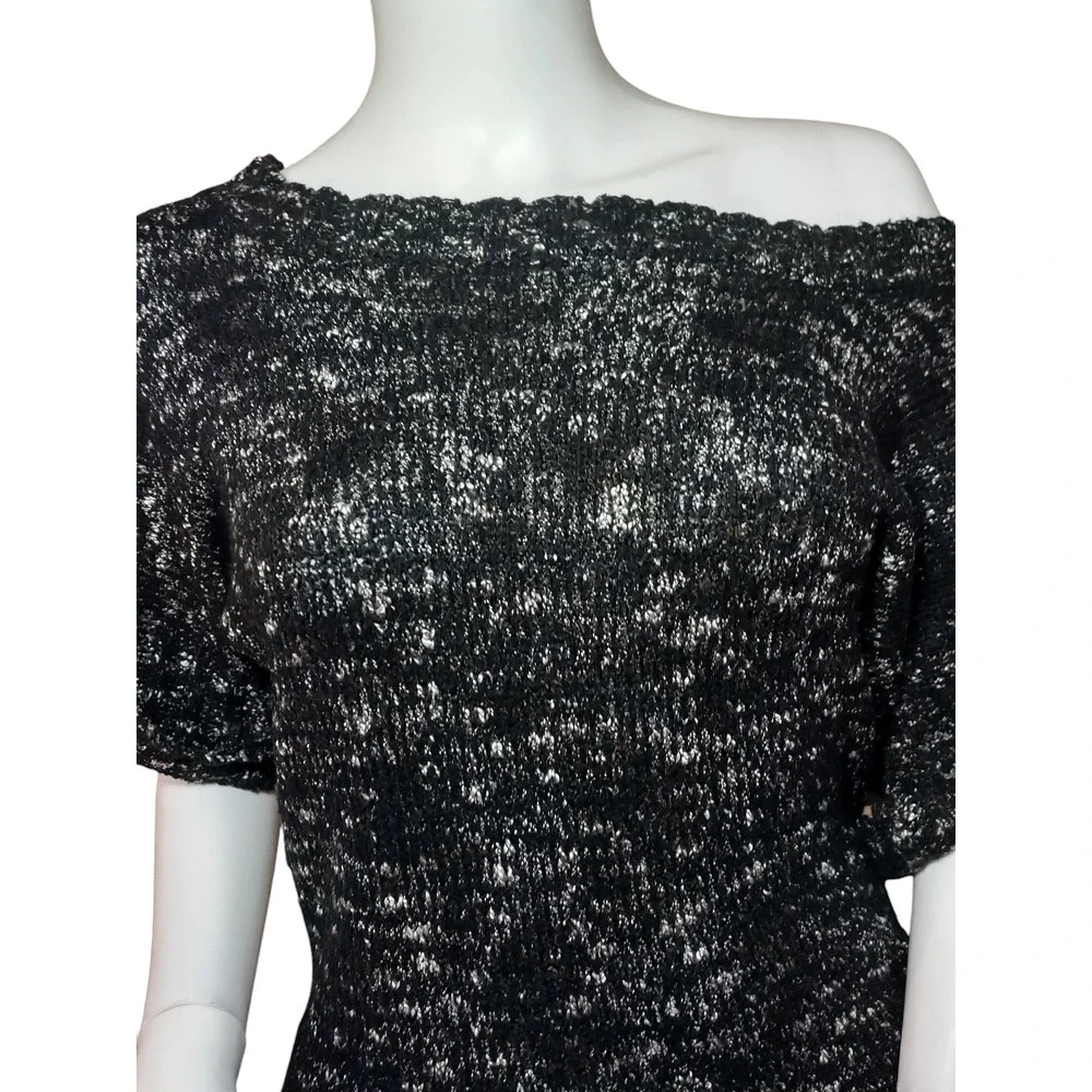 Sweater Project Sweater Short Sleeves Cuffed Pullover Knit Black Womens Large - Image 5