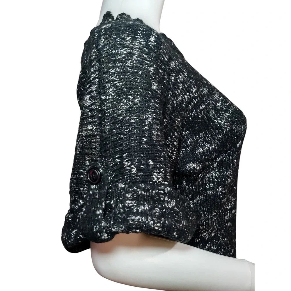 Sweater Project Sweater Short Sleeves Cuffed Pullover Knit Black Womens Large - Image 7