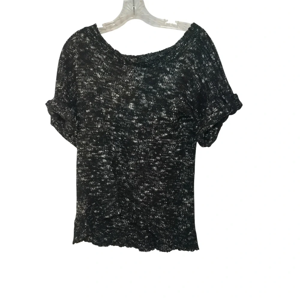 Sweater Project Sweater Short Sleeves Cuffed Pullover Knit Black Womens Large - Image 3
