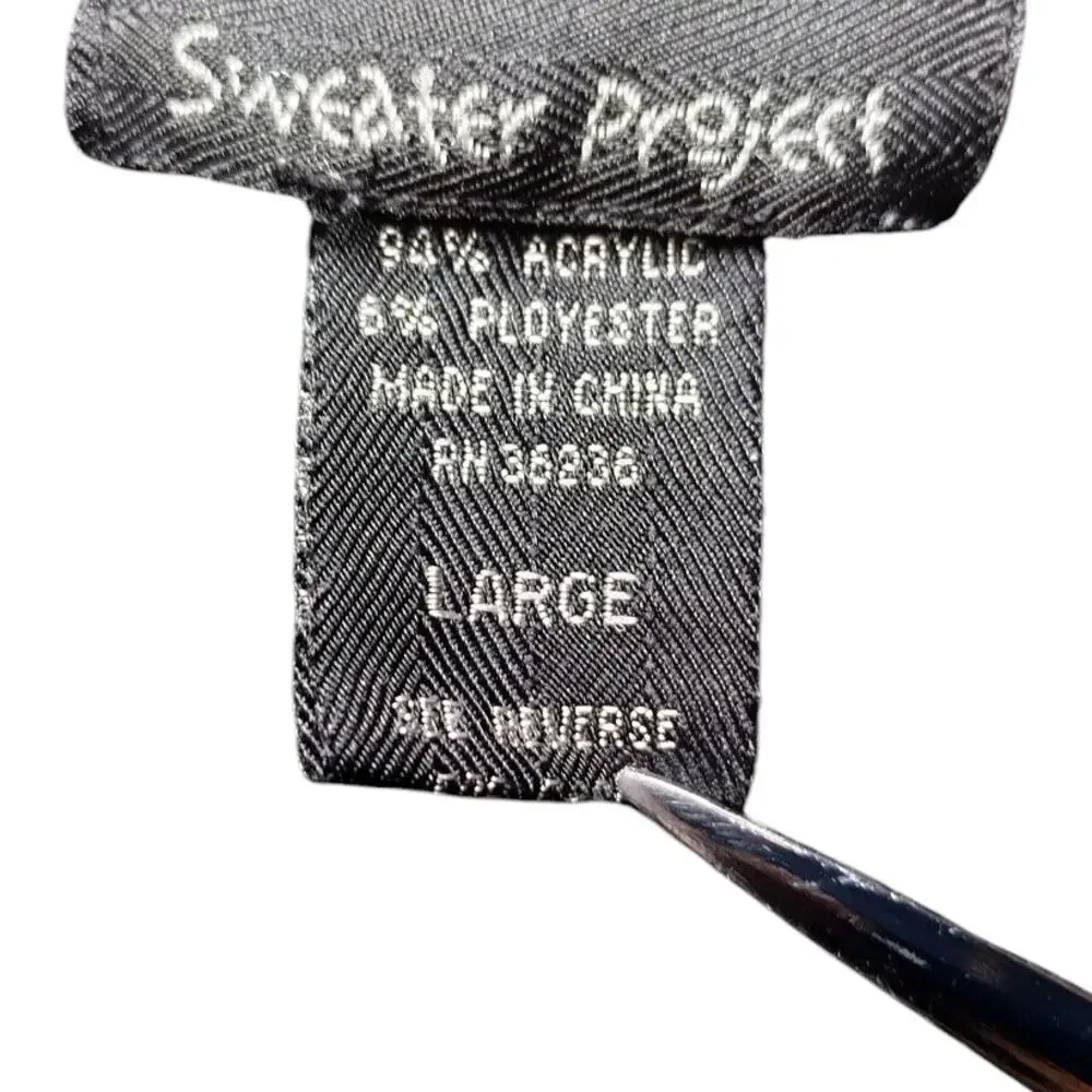 Sweater Project Sweater Short Sleeves Cuffed Pullover Knit Black Womens Large - Image 9