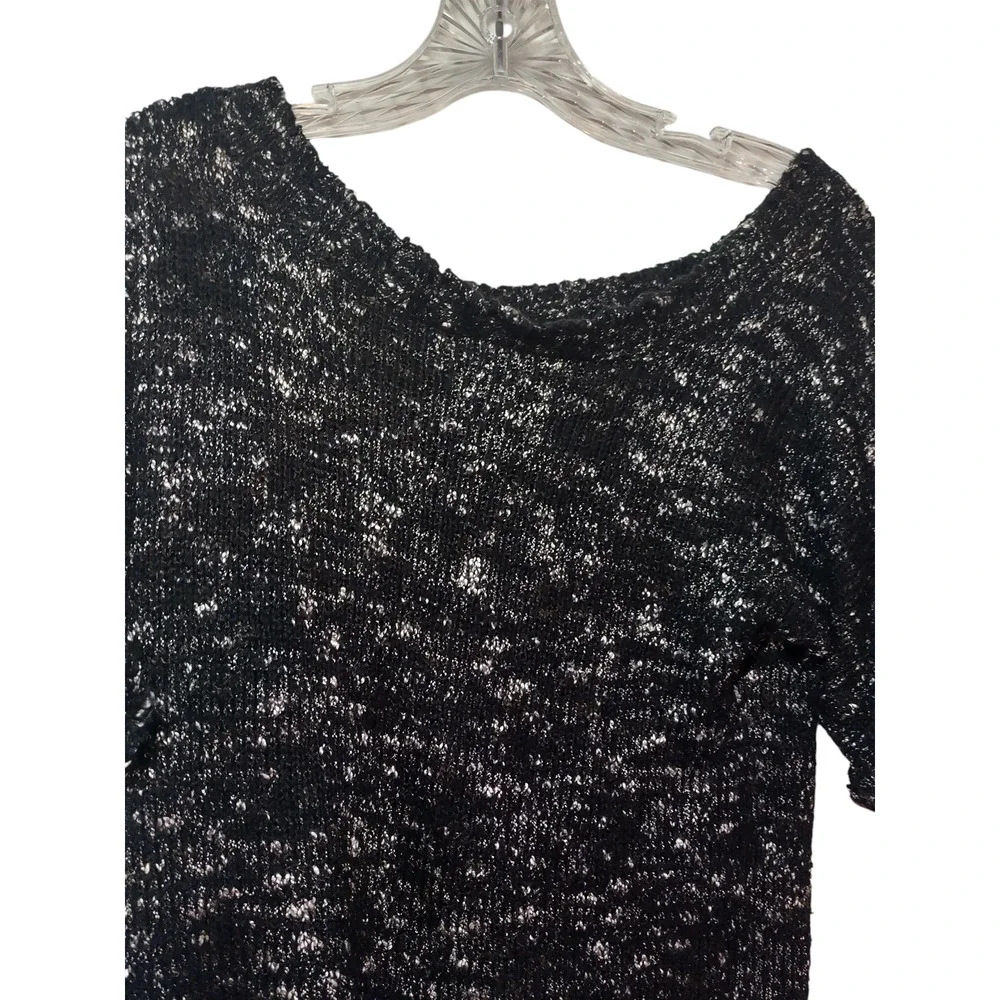 Sweater Project Sweater Short Sleeves Cuffed Pullover Knit Black Womens Large - Image 2