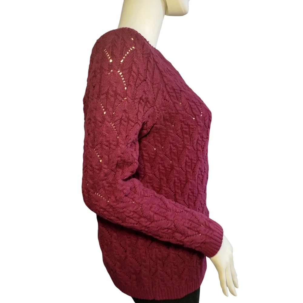 Talbots Full Zip Sweater Crew Neck Wool Cashmere Blend Knit Red Womens Size PXL - Image 10
