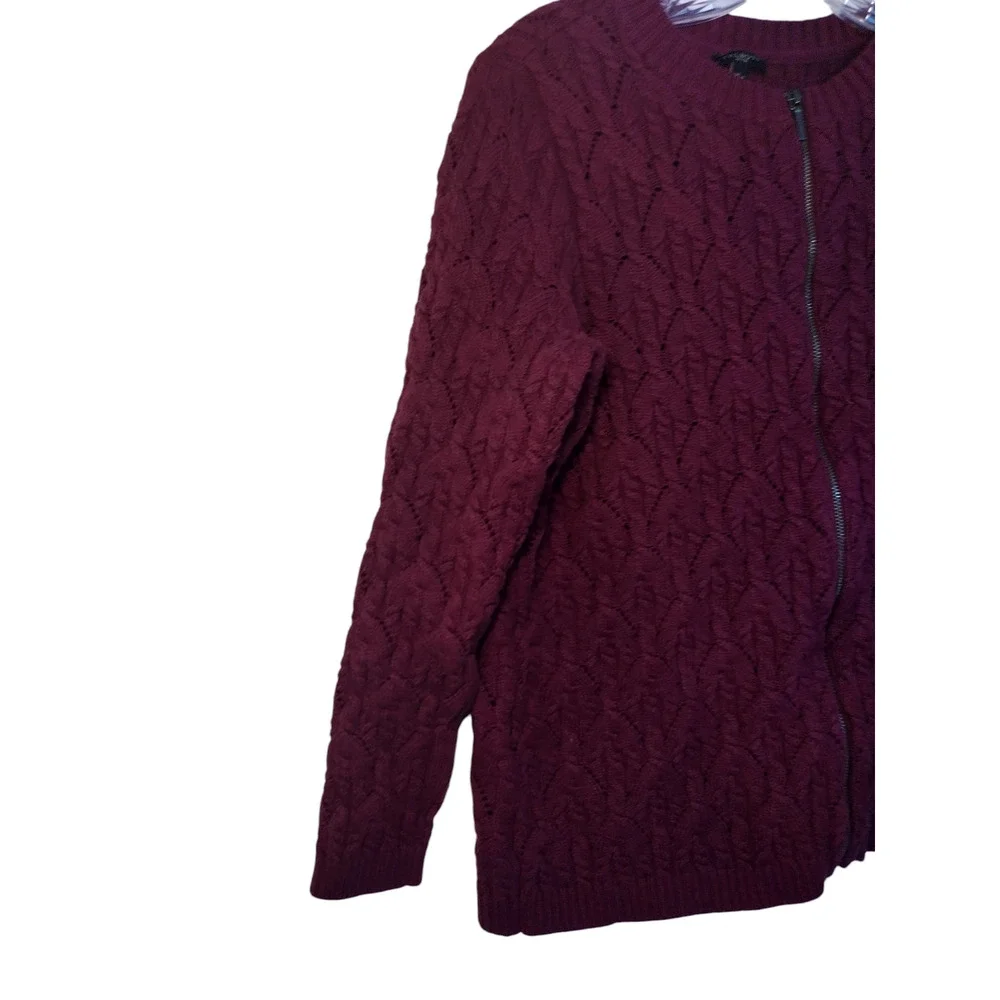 Talbots Full Zip Sweater Crew Neck Wool Cashmere Blend Knit Red Womens Size PXL - Image 11