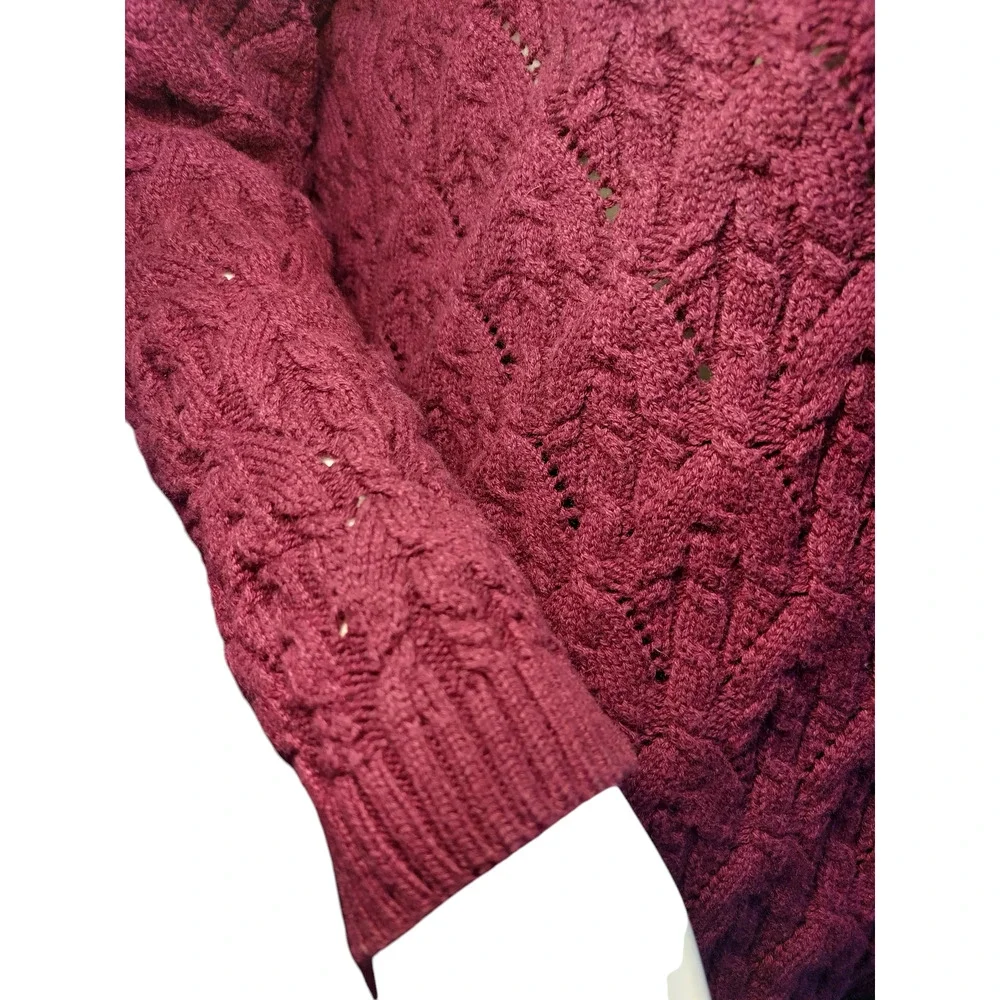 Talbots Full Zip Sweater Crew Neck Wool Cashmere Blend Knit Red Womens Size PXL - Image 9