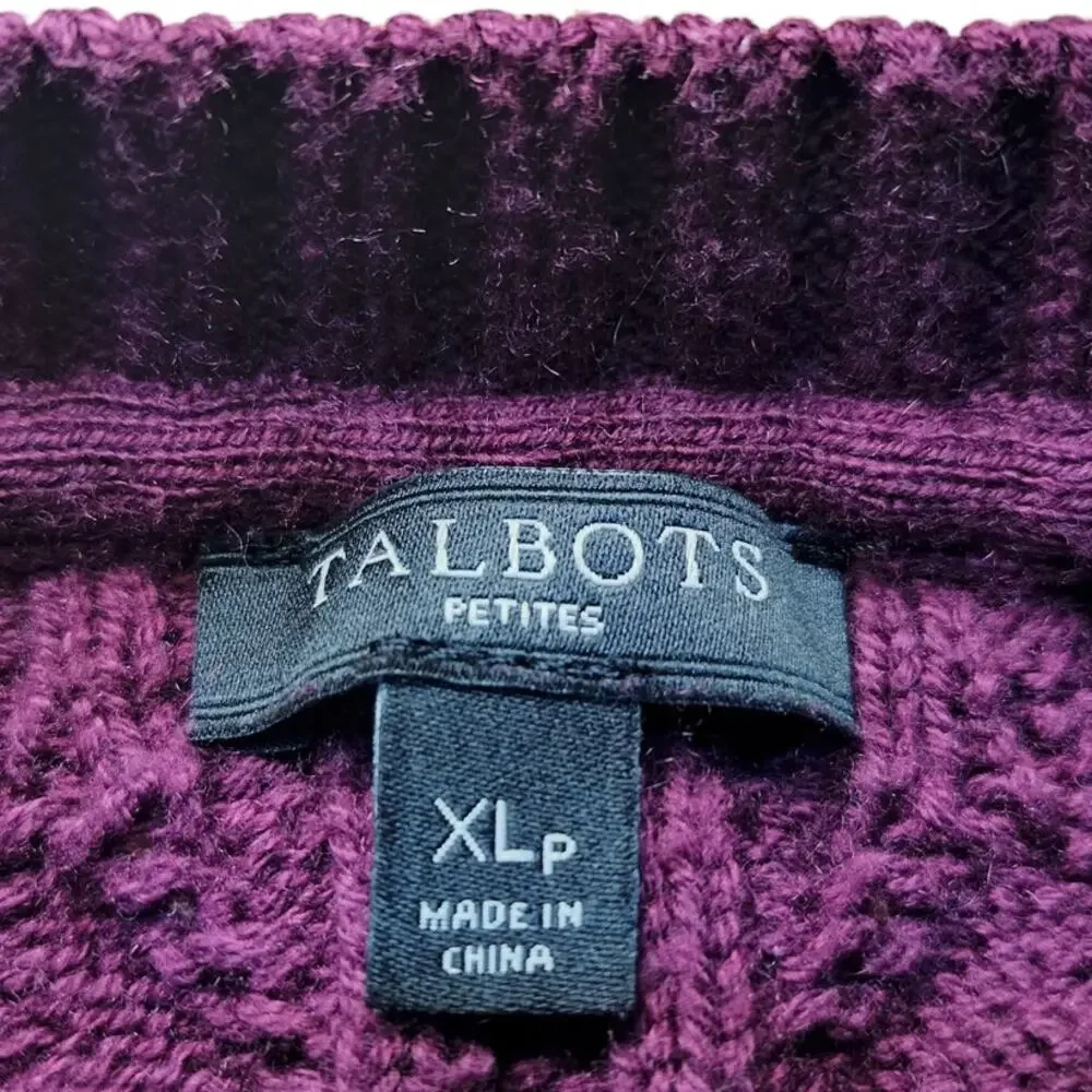 Talbots Full Zip Sweater Crew Neck Wool Cashmere Blend Knit Red Womens Size PXL - Image 12