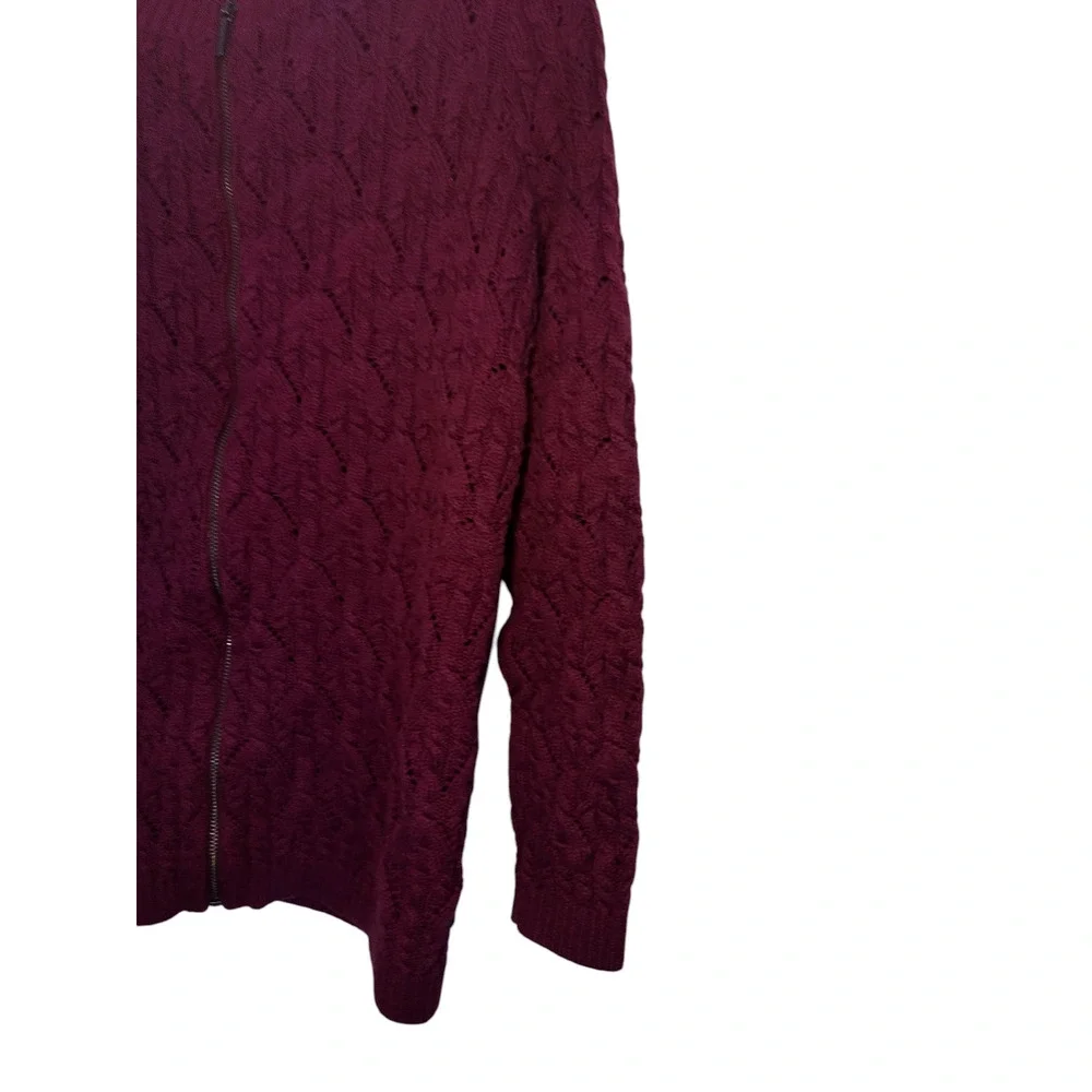 Talbots Full Zip Sweater Crew Neck Wool Cashmere Blend Knit Red Womens Size PXL - Image 7