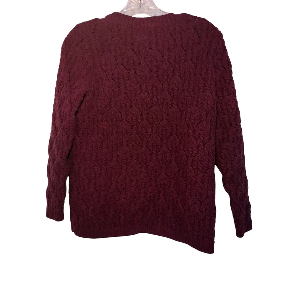Talbots Full Zip Sweater Crew Neck Wool Cashmere Blend Knit Red Womens Size PXL - Image 2