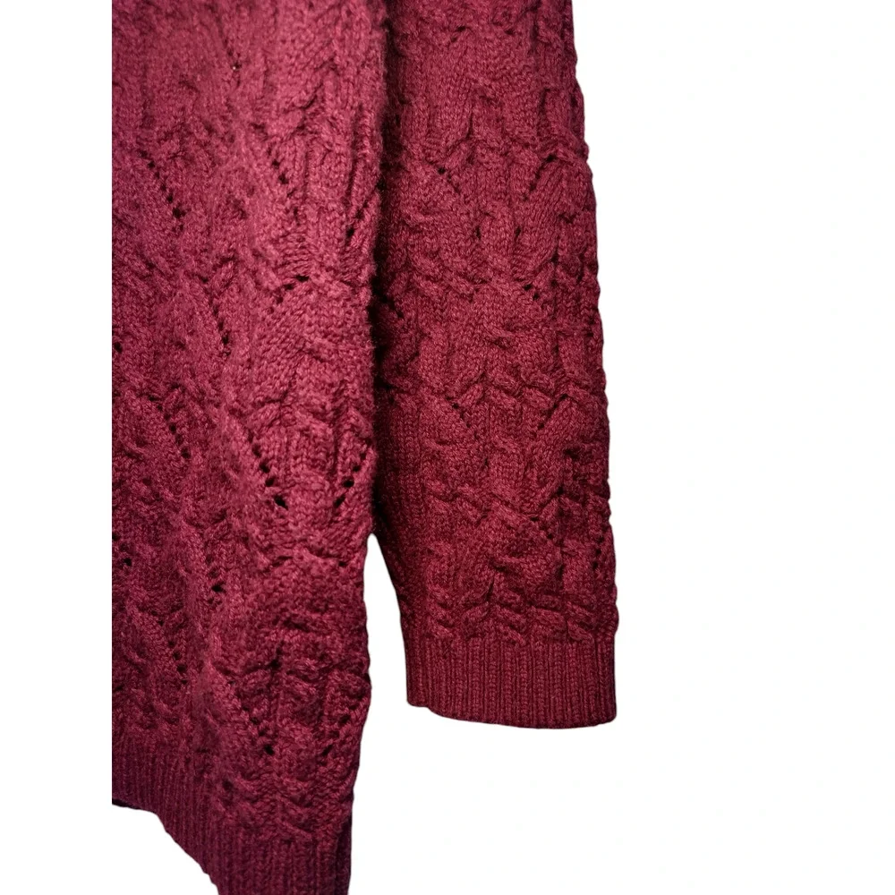 Talbots Full Zip Sweater Crew Neck Wool Cashmere Blend Knit Red Womens Size PXL - Image 3