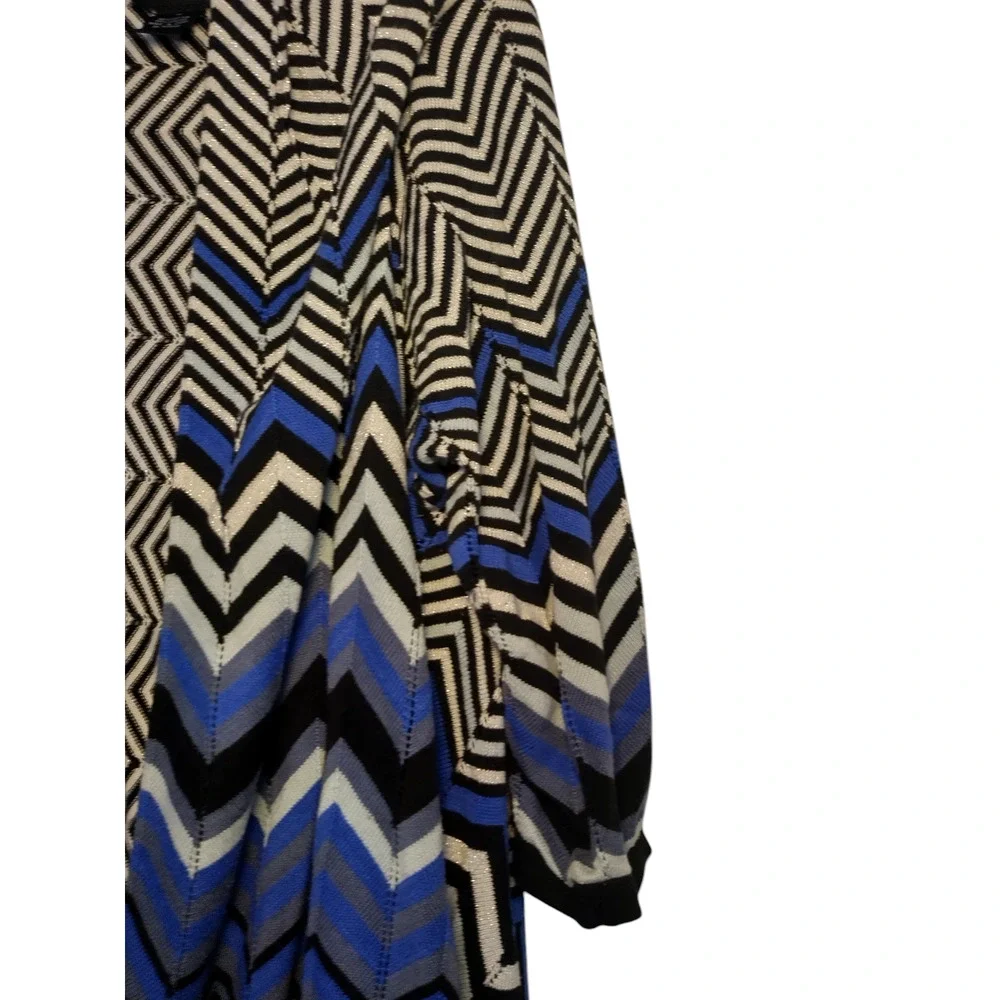 Focus 2000 Cardigan Sweater Open Front Shawl Chevron Multicolor Womens Medium - Image 9