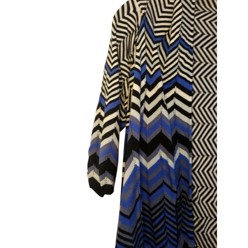 Focus 2000 Cardigan Sweater Open Front Shawl Chevron Multicolor Womens Medium - Image 5