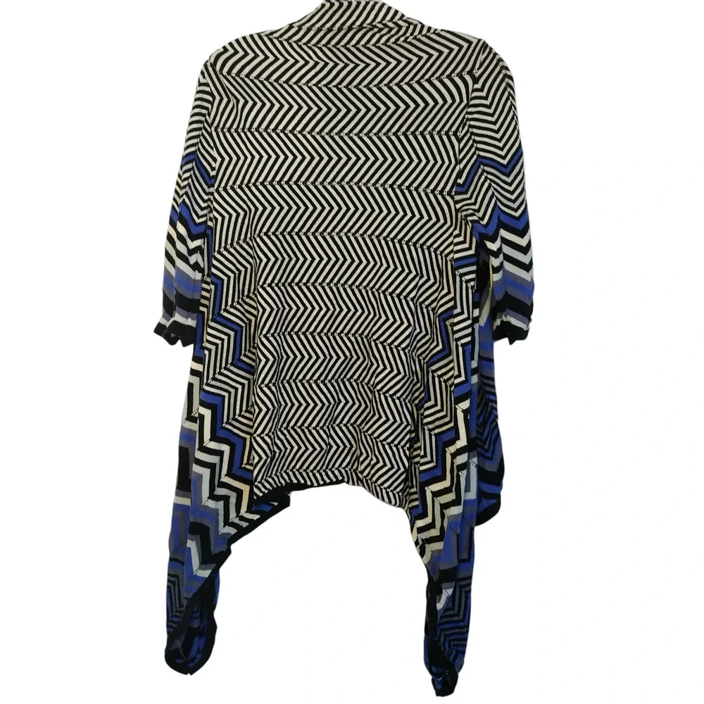 Focus 2000 Cardigan Sweater Open Front Shawl Chevron Multicolor Womens Medium - Image 10