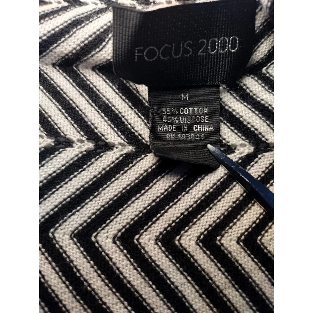 Focus 2000 Cardigan Sweater Open Front Shawl Chevron Multicolor Womens Medium - Image 12