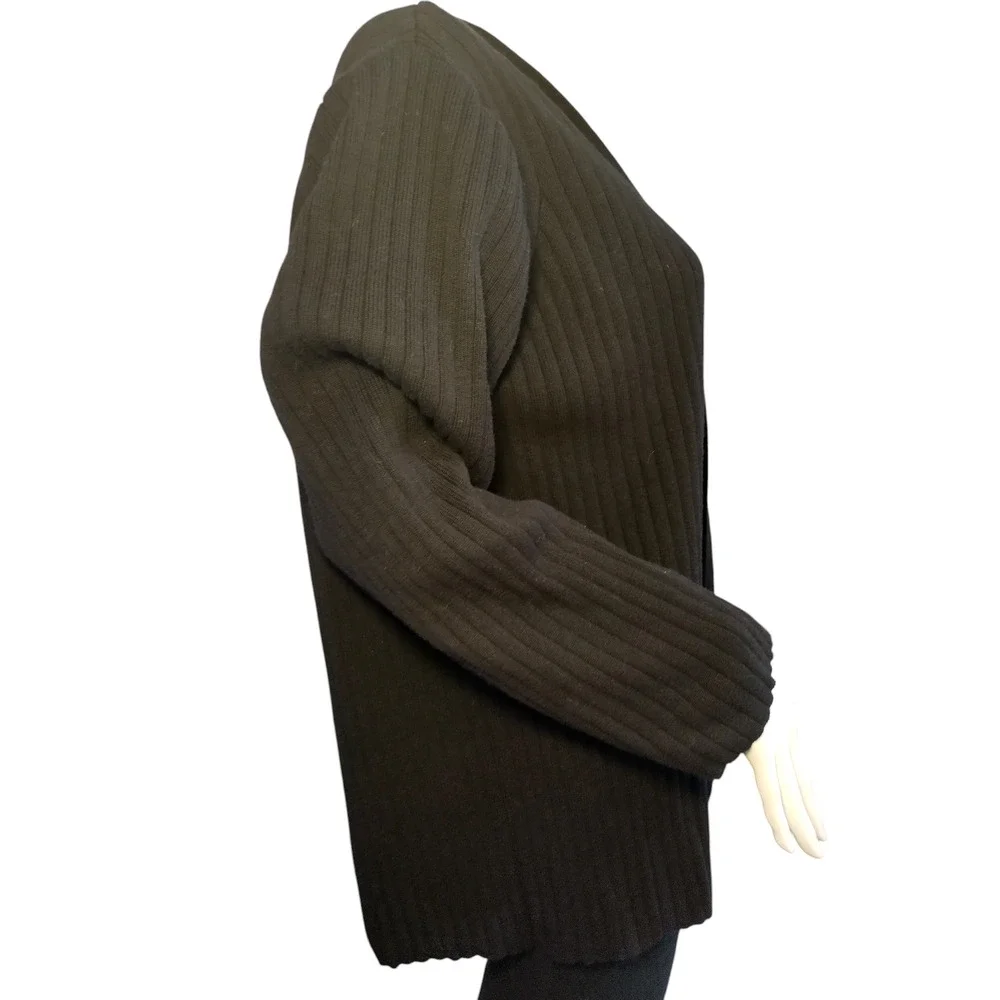 August Max Woman Cardigan Sweater Rib Knit Long Sleeve Black Womens Size 2X - Image 7